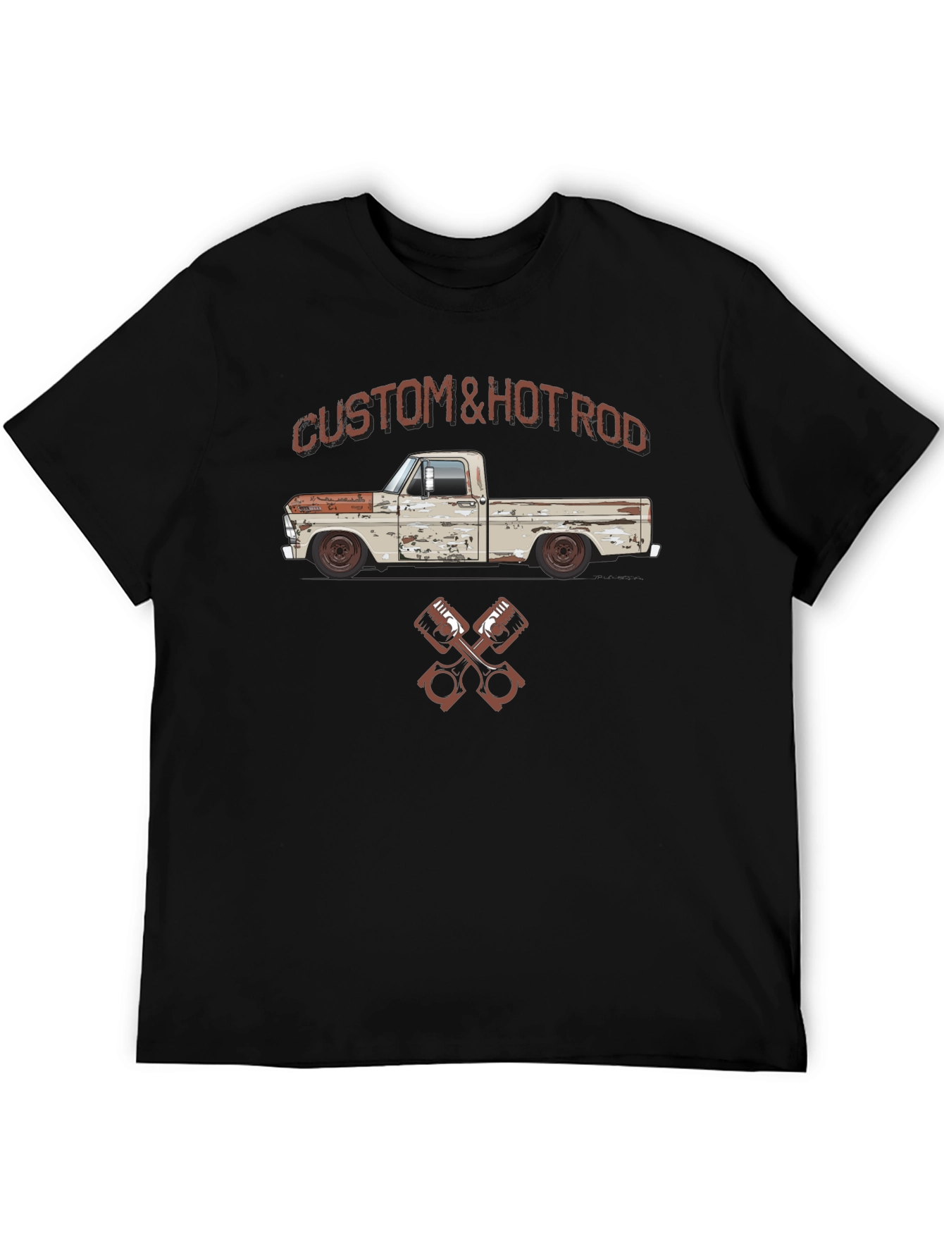 Black Custom & Hot Rod Truck T-Shirt view 5