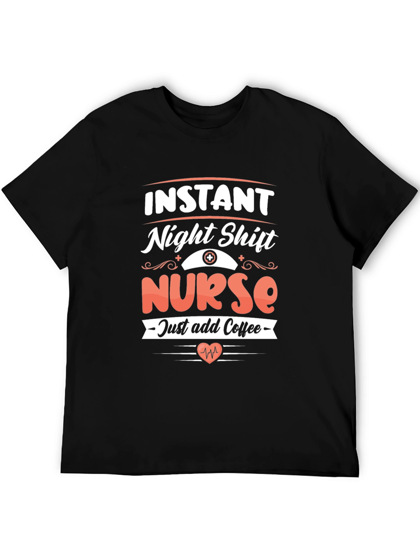 Black Instant Night Shift Nurse Add Coffee T-Shirt view 5