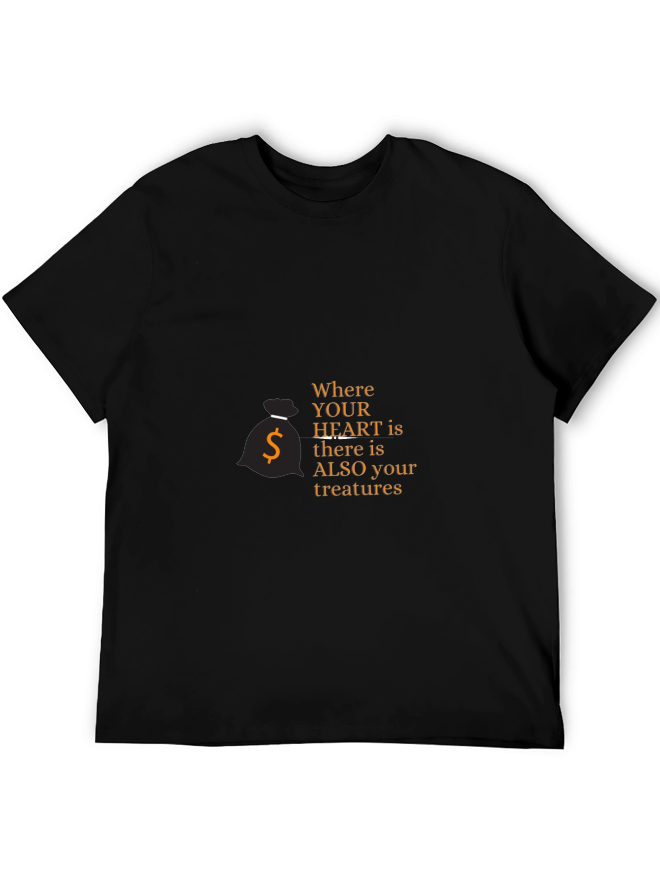 Black Men's Black Graphic Tee: Where Your Heart Is view 5