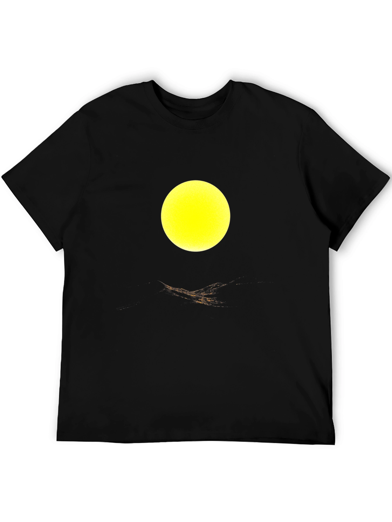 Black Abstract Yellow Circle Design Black T-Shirt view 5