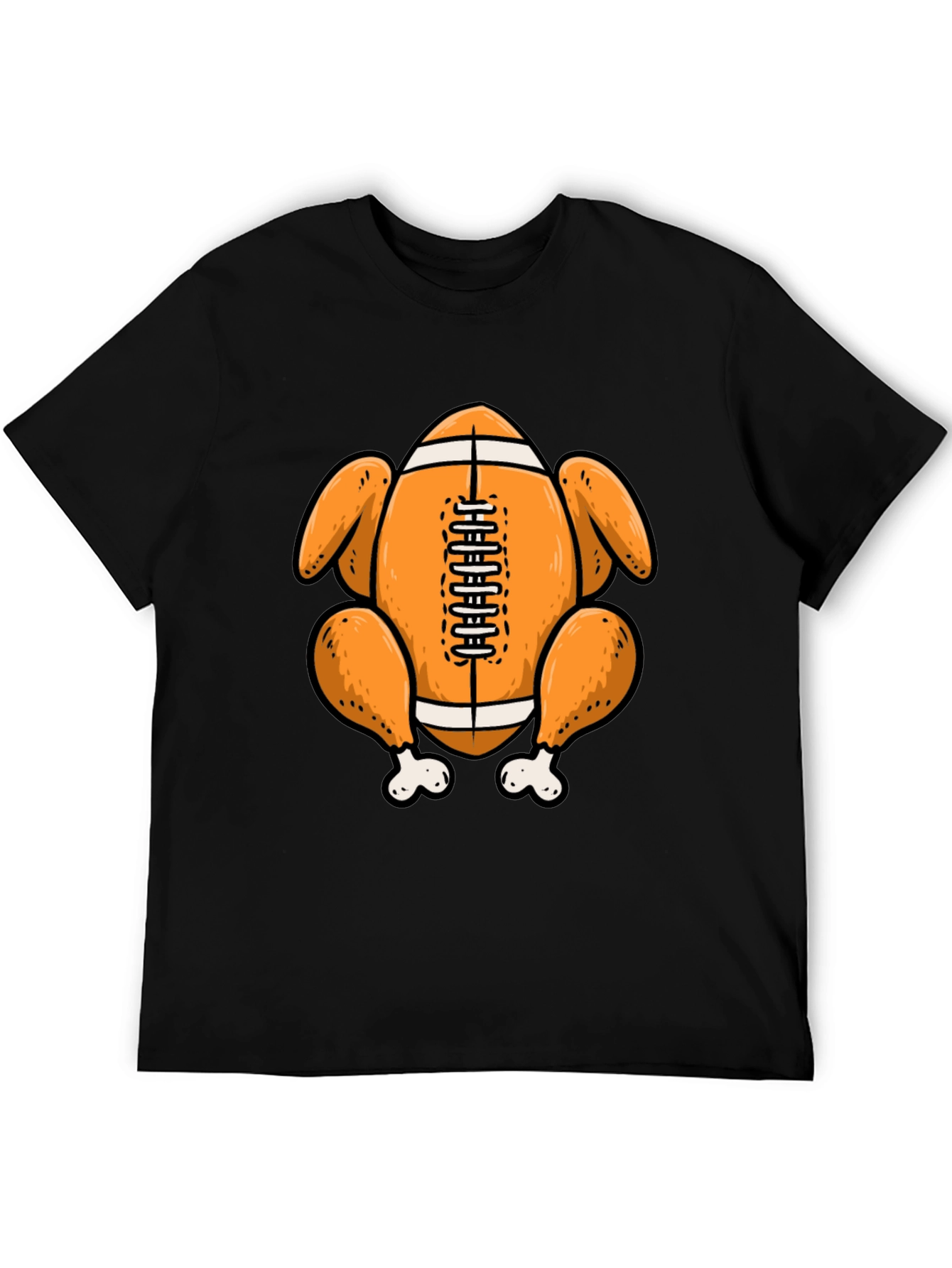 Black Thanksgiving Football Turkey T-Shirt view 5