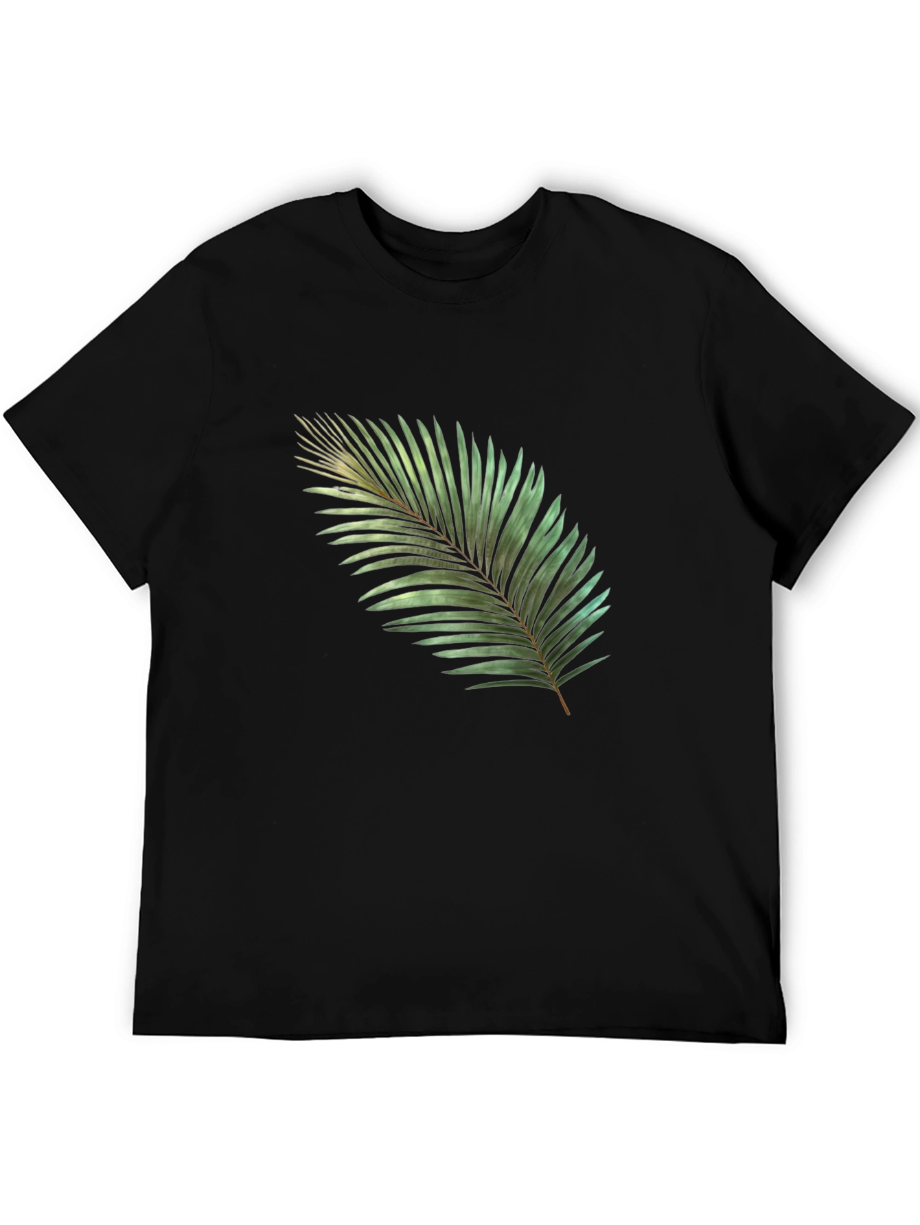 Black Tropical Palm Leaf Graphic T-Shirt - Black view 5