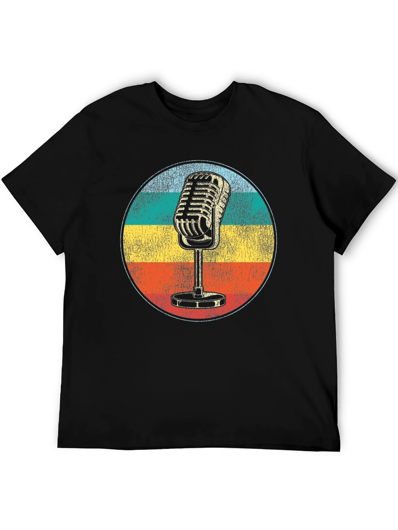 Black Vintage Microphone Graphic Tee view 5