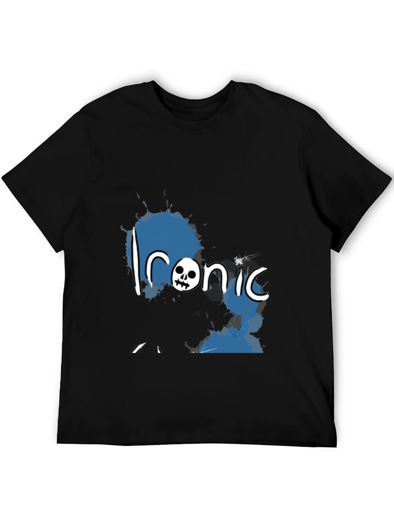 Black Ironic Skull Graphic Black T-Shirt view 5