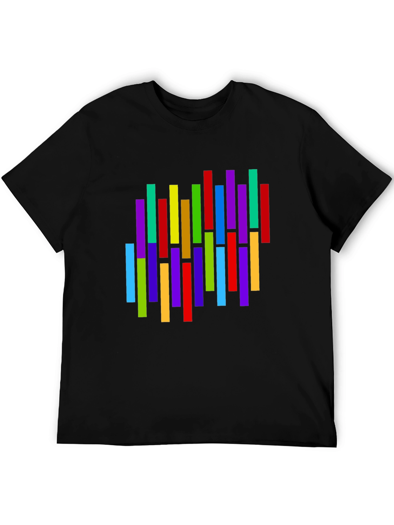 Black Colorful Vertical Stripes Graphic T-Shirt view 5
