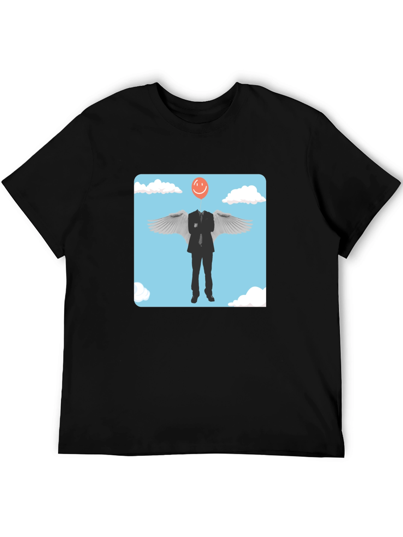 Black Smiling Balloon Angel Graphic Tee view 5