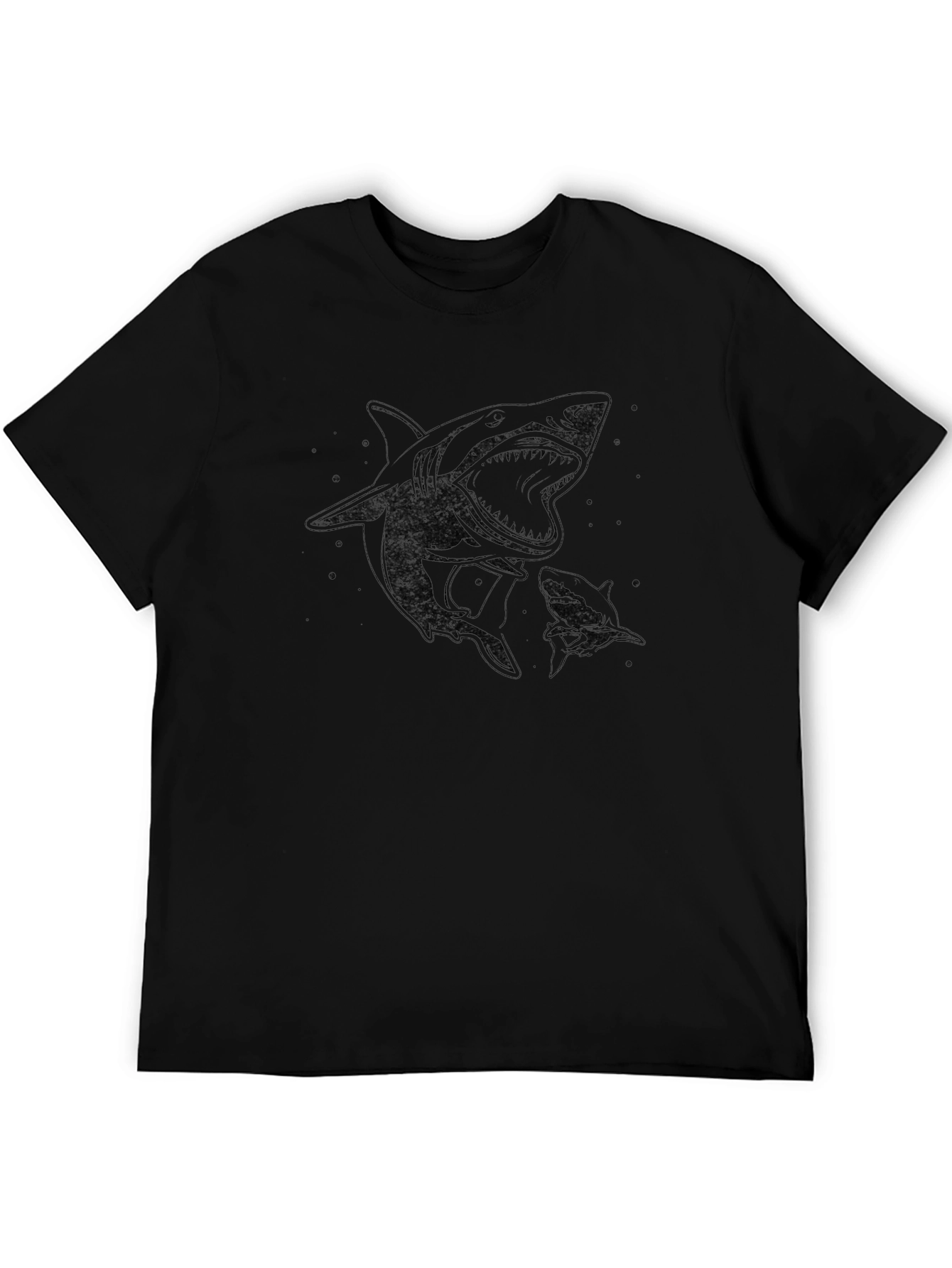 Black Shark Graphic Tee - Black Cotton Casual Shirt view 5
