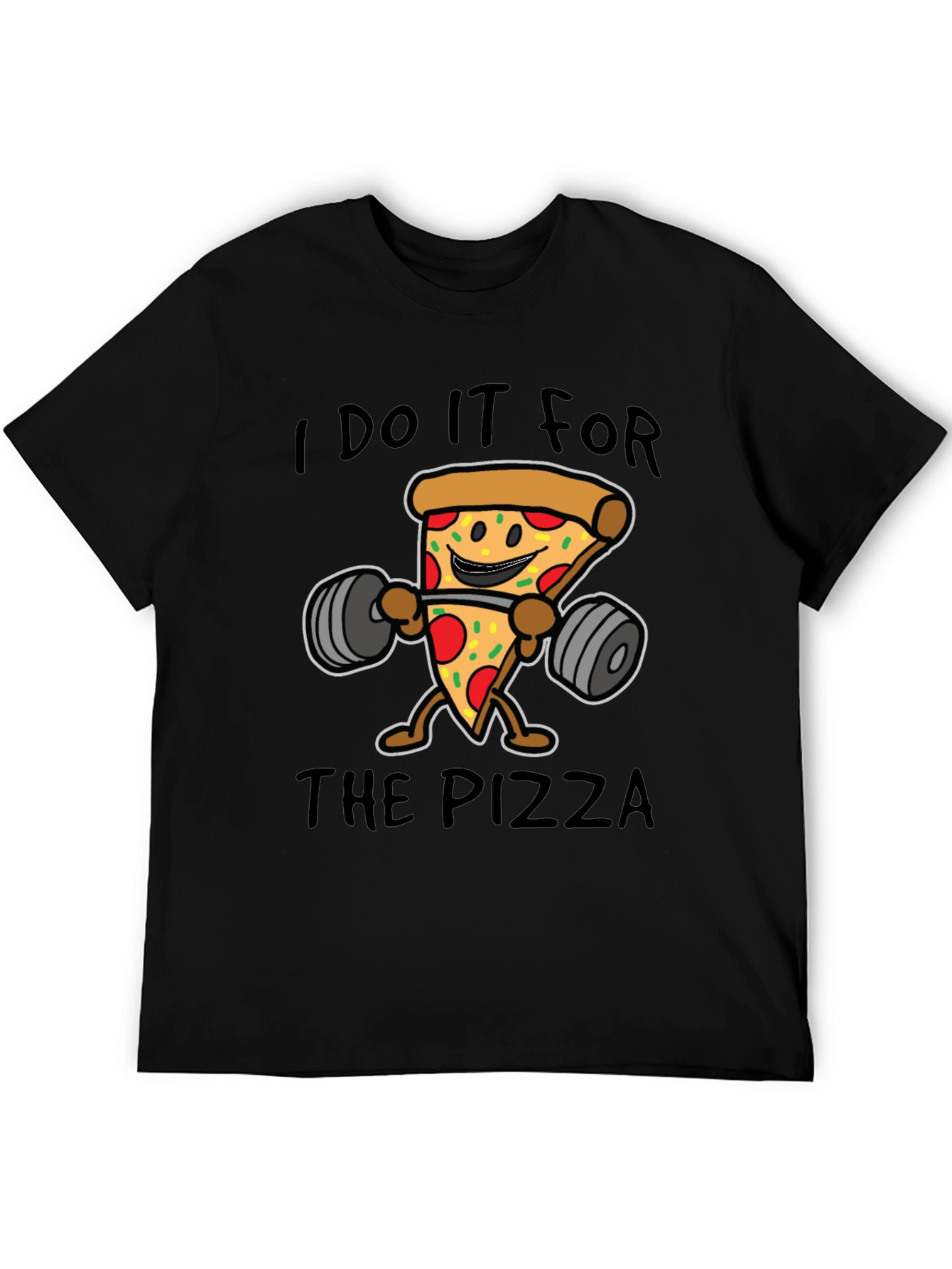 Black I Do It For The Pizza Black T-Shirt view 5