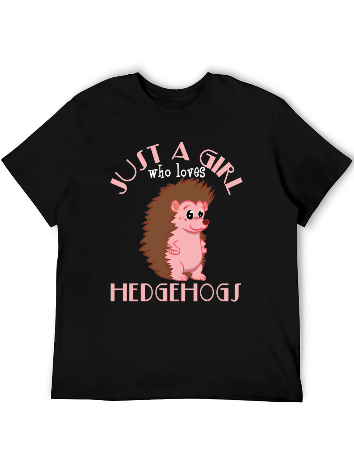 Black Just a Girl Who Loves Hedgehogs T-Shirt view 5