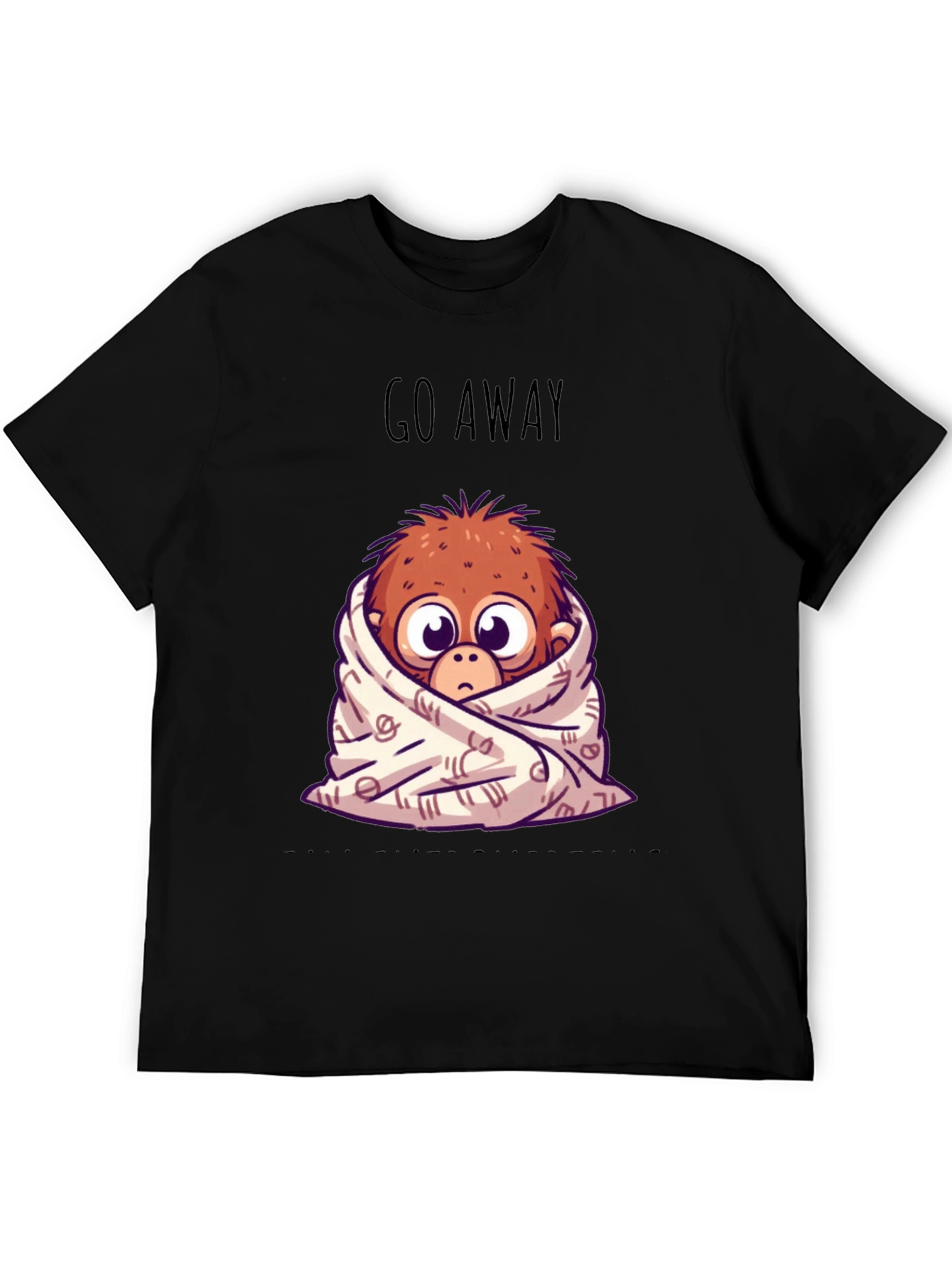 Black Cozy Monkey Graphic T-Shirt - Go Away view 5