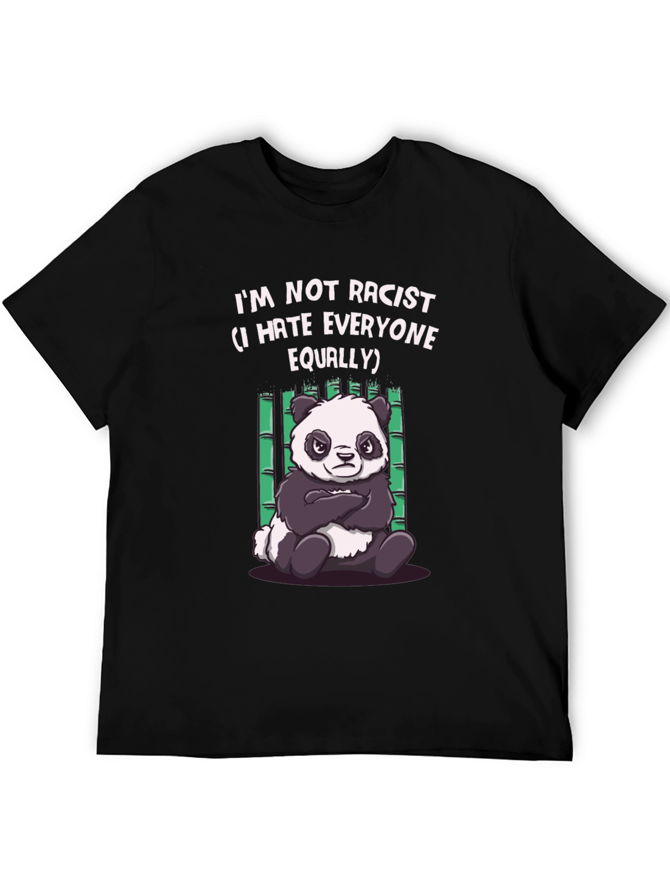 Black I Hate Everyone Equally Panda Graphic T-Shirt view 5