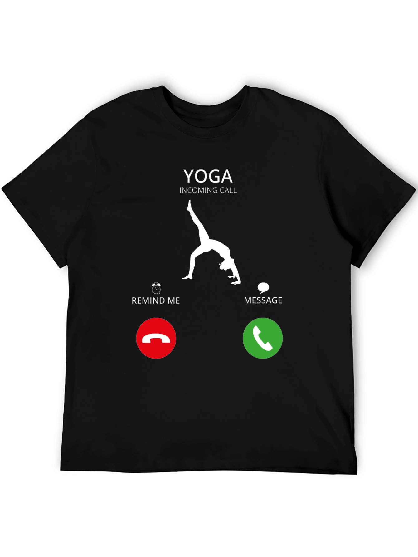 Black Yoga Incoming Call Funny Graphic T-Shirt view 5
