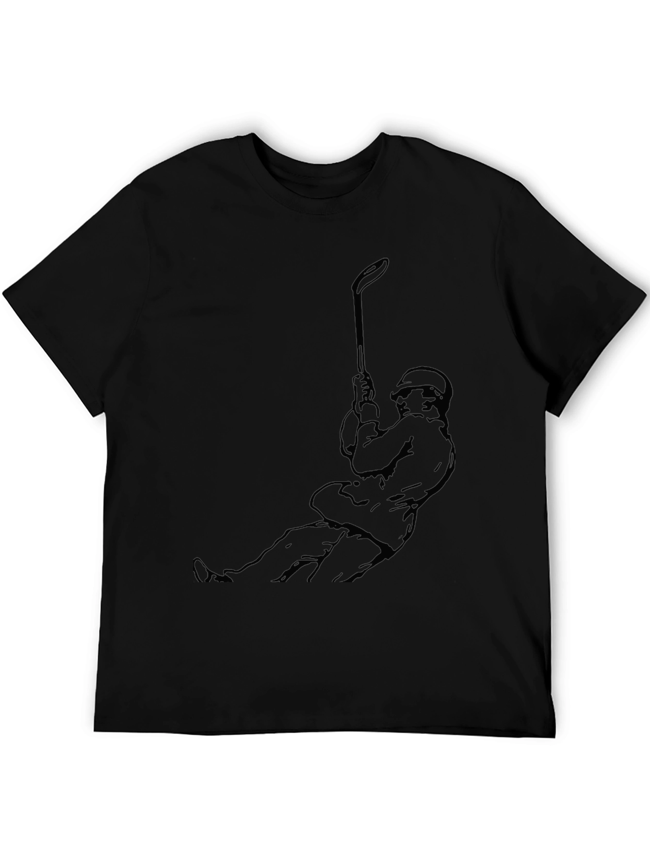 Black Golfer Swing Graphic Tee - Classic Black Cotton T-Shirt view 5