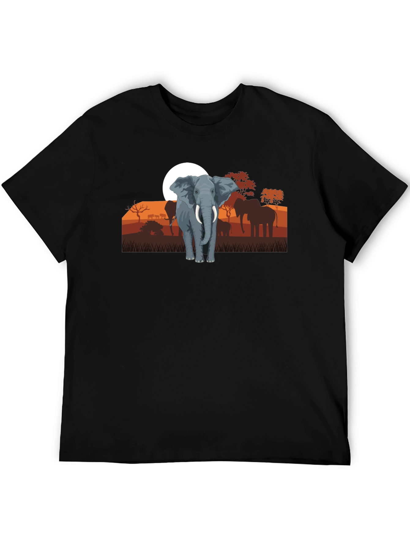 Black Elephant Sunset Graphic Tee - Wildlife Shirt view 5
