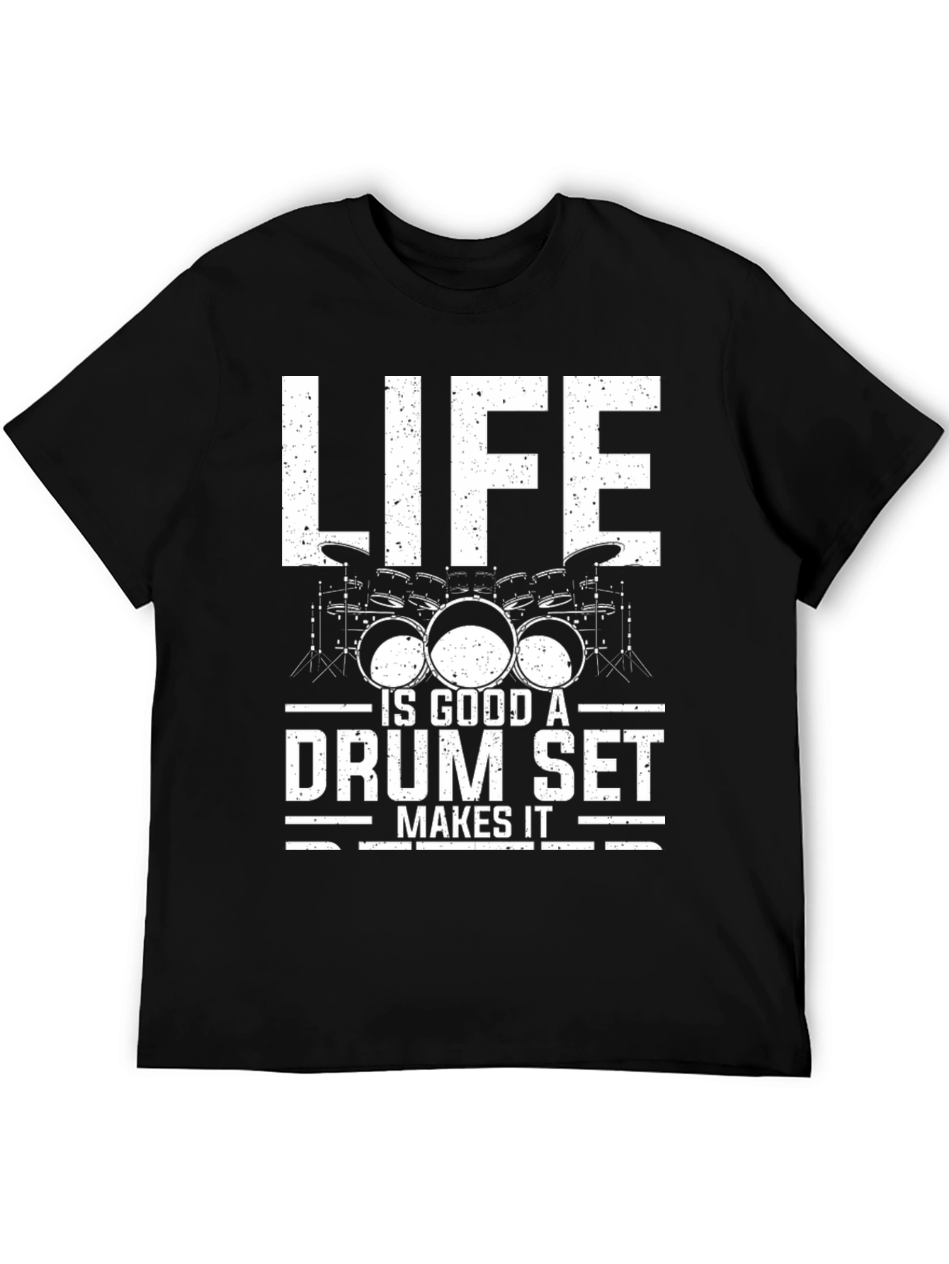 Black Drum Set T-Shirt: Life is Good Band Tee view 5