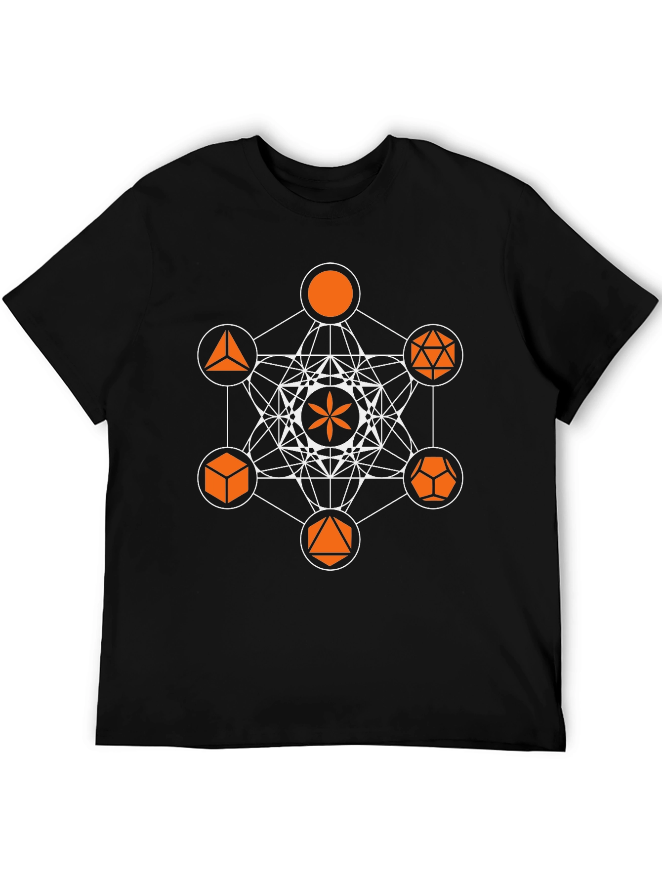 Black Metatron's Cube Graphic Print Black T-Shirt view 5