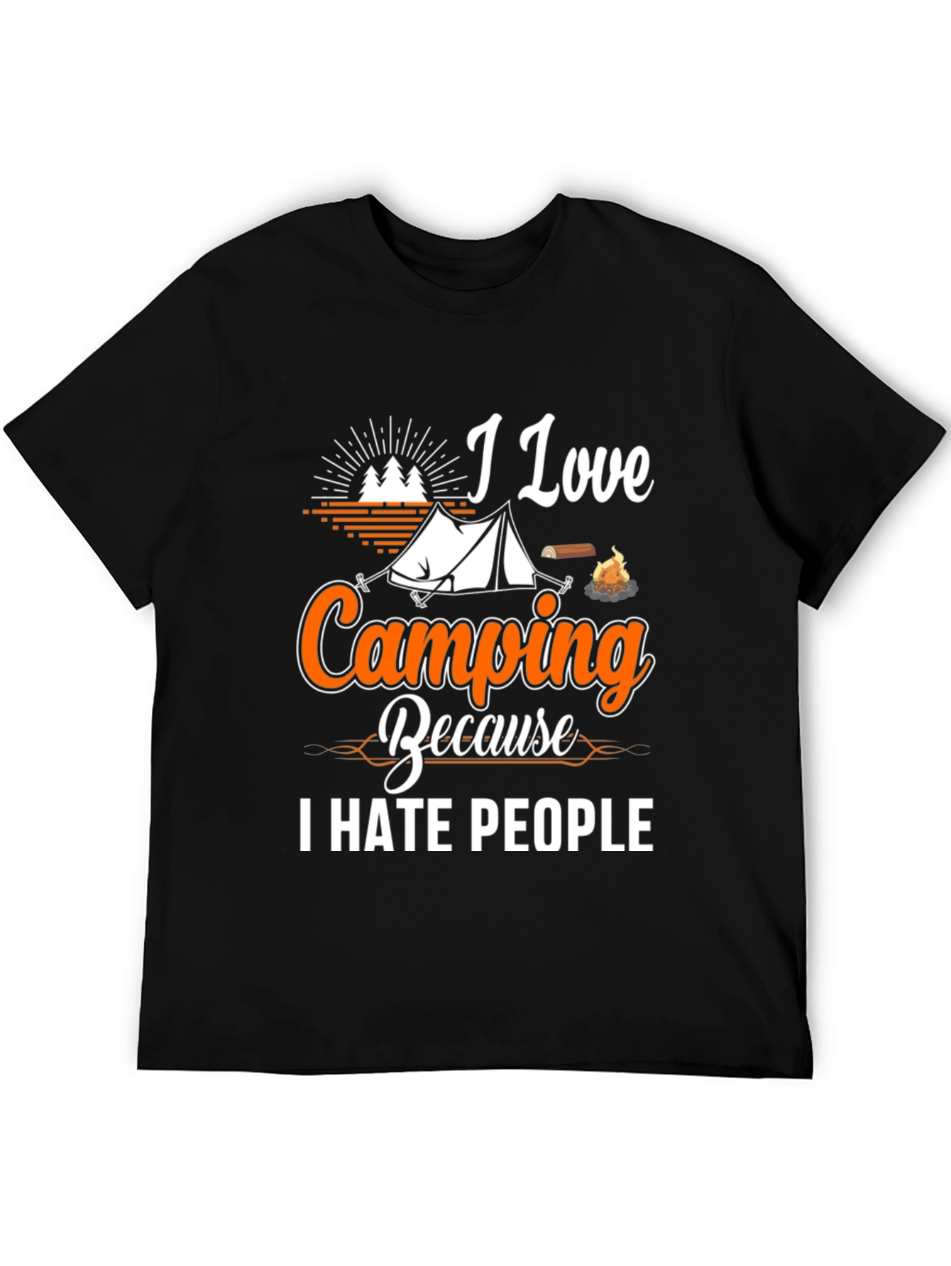Black Camping Humor Graphic Tee - I Love Camping, I Hate People T-Shirt view 5