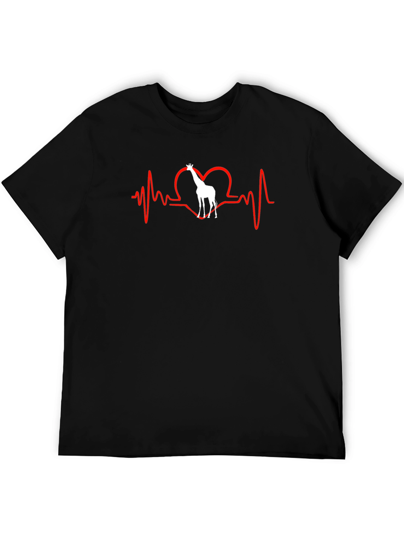 Black Giraffe Heartbeat T-Shirt - Unique Animal Lover Tee view 5