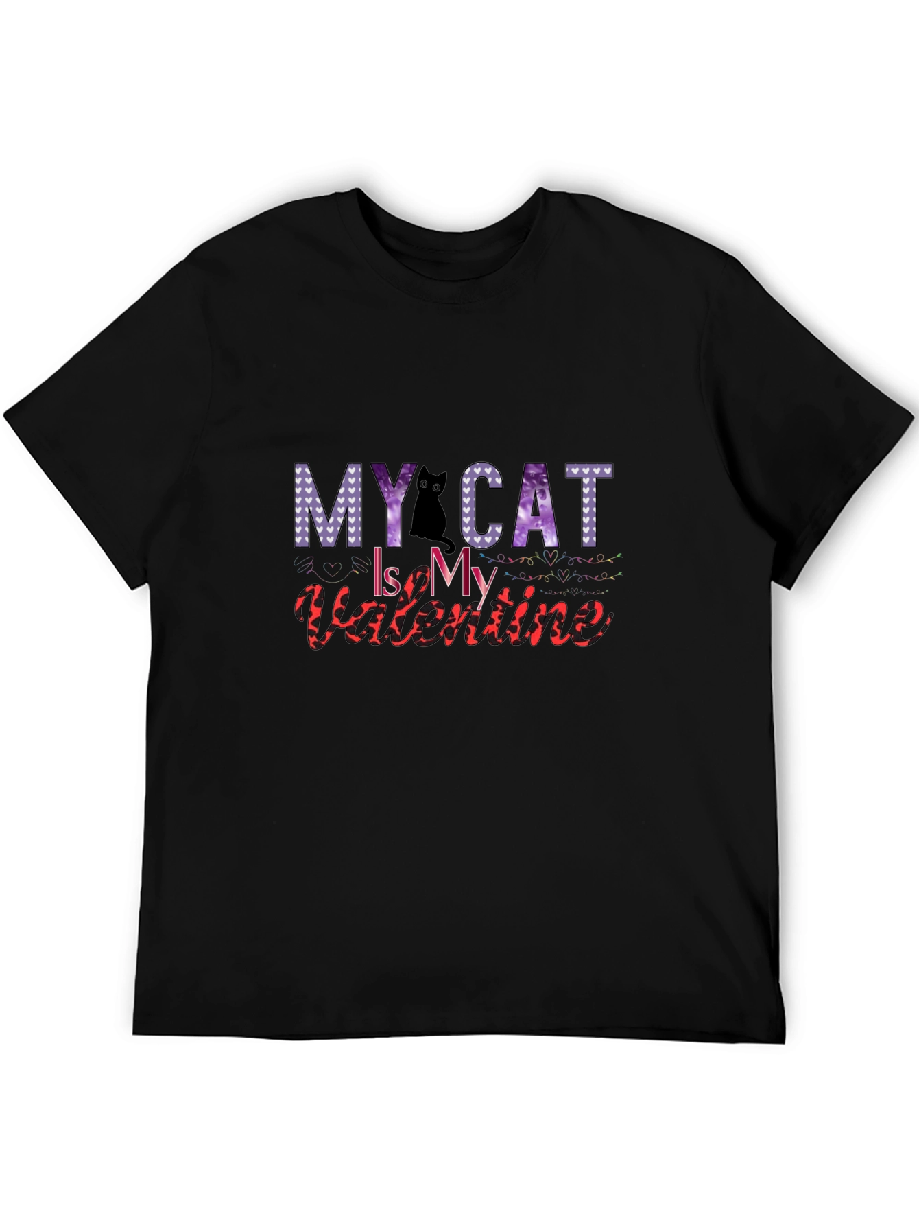 Black My Cat is My Valentine T-Shirt view 5
