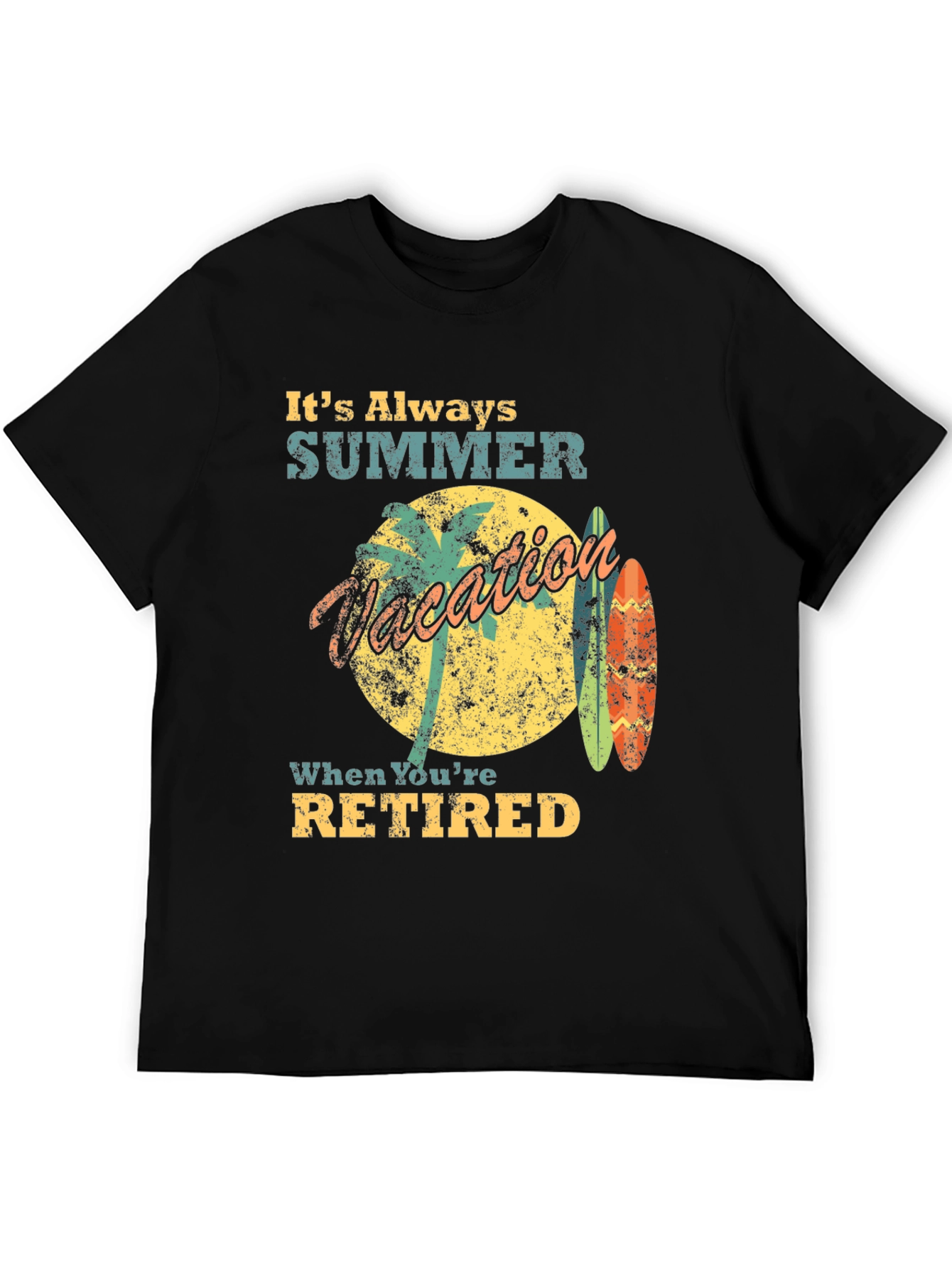 Black Retired Summer Vacation T-Shirt view 5