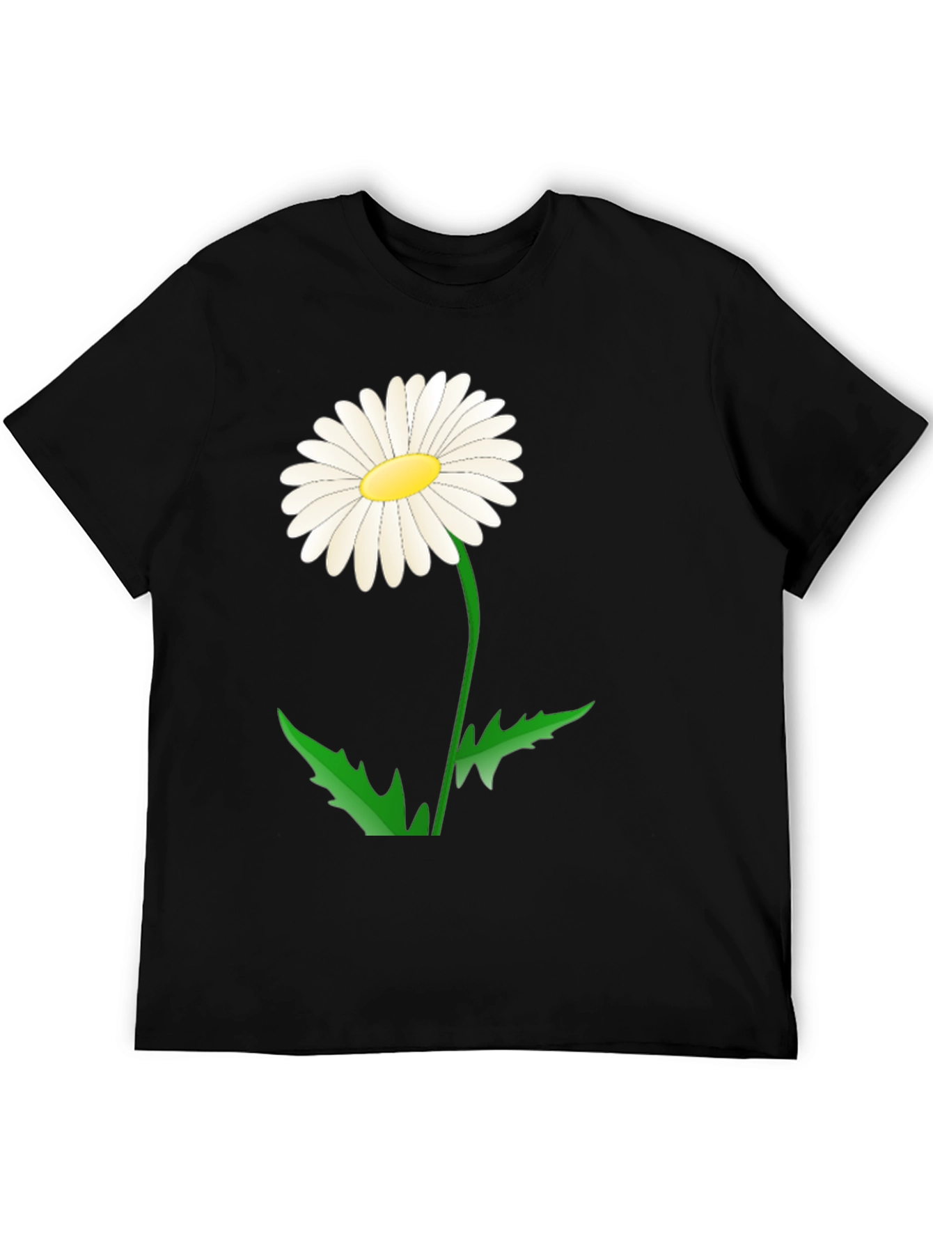Black Daisy Flower Graphic Tee - Black Cotton Blend view 5