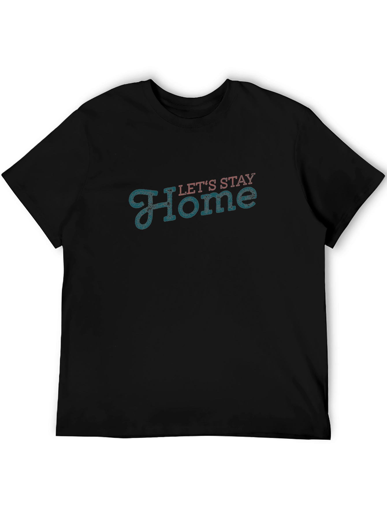 Black Let's Stay Home Graphic Tee - Soft Black Cotton view 5