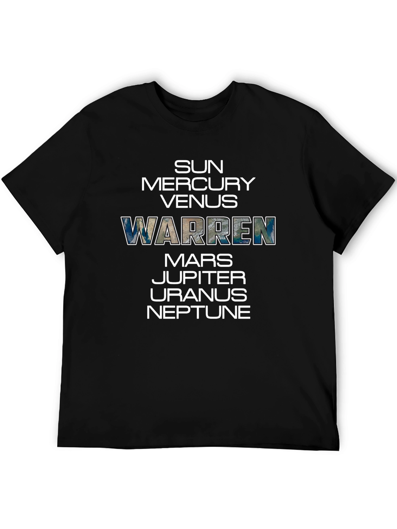 Black Planets List T-Shirt - Warren Name Tee view 5