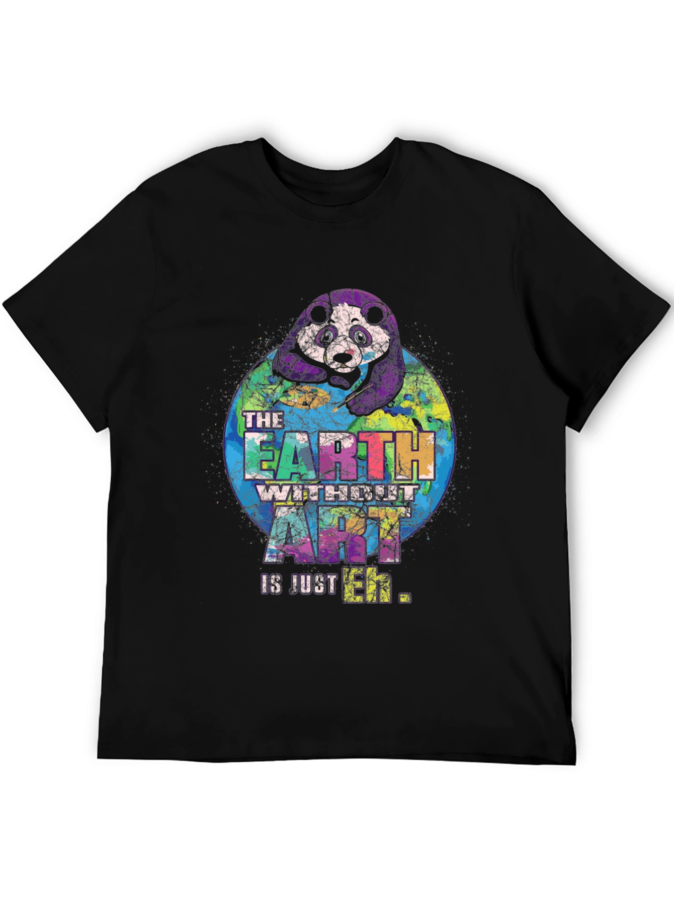 Black Art Lover's Panda Earth Graphic T-Shirt view 5
