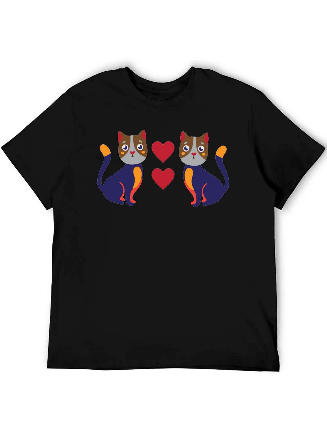 Black Cute Cat Lover Graphic Tee - Black view 5
