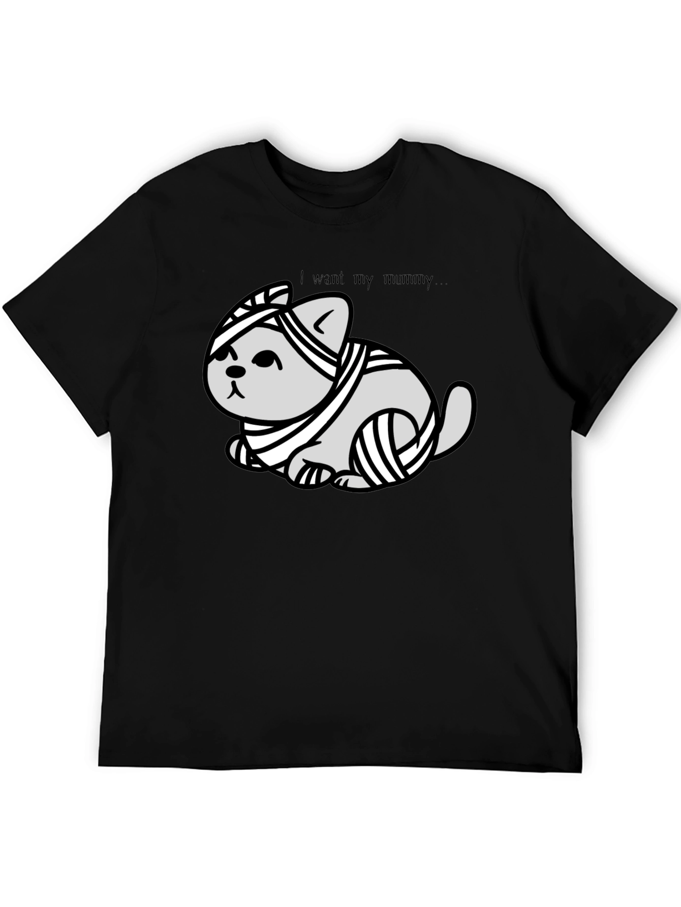 Black Mummy Cat T-Shirt - I Want My Mummy view 5