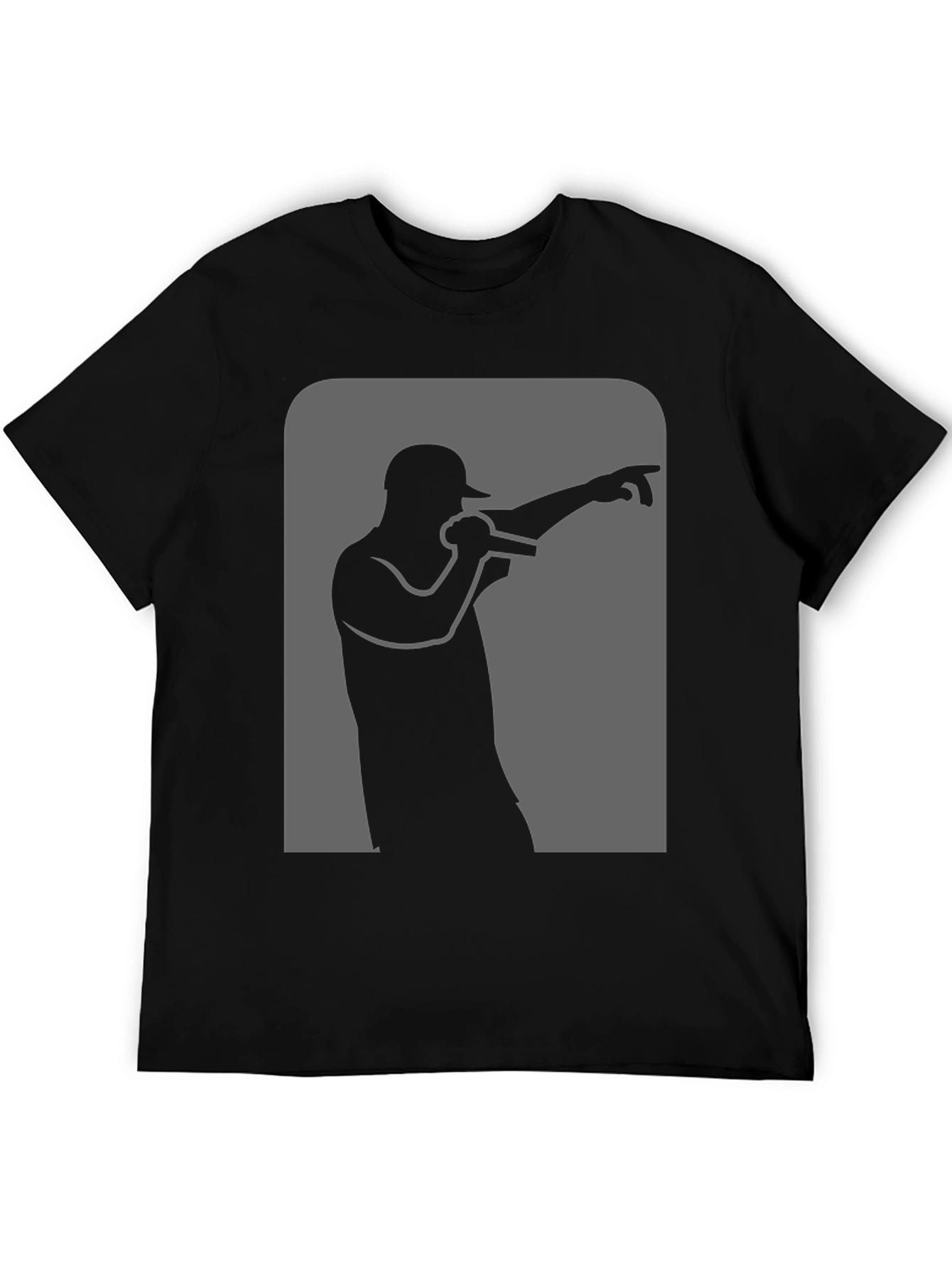Black Rapper Silhouette Graphic Black T-Shirt view 5