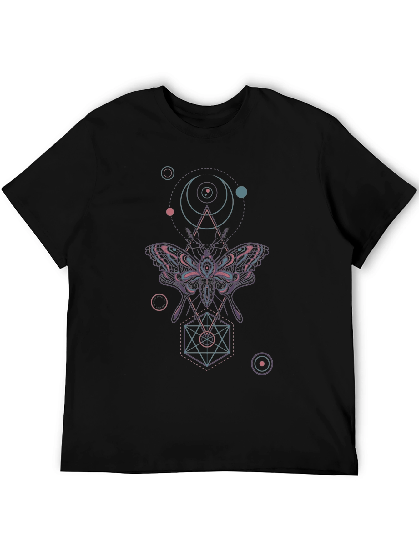 Black Geometric Moth Graphic Tee - Black view 5