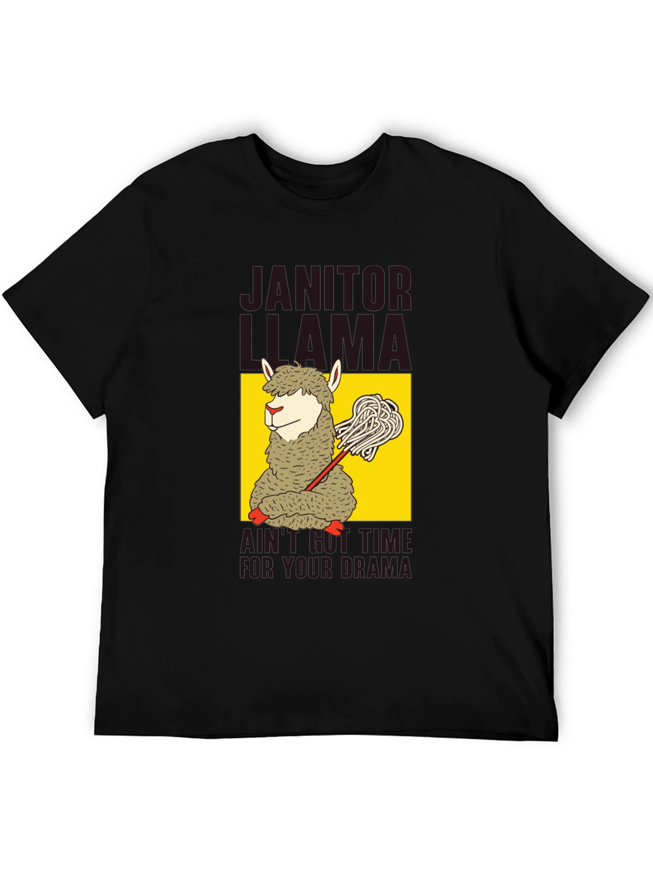Black Janitor Llama Graphic T-Shirt view 5