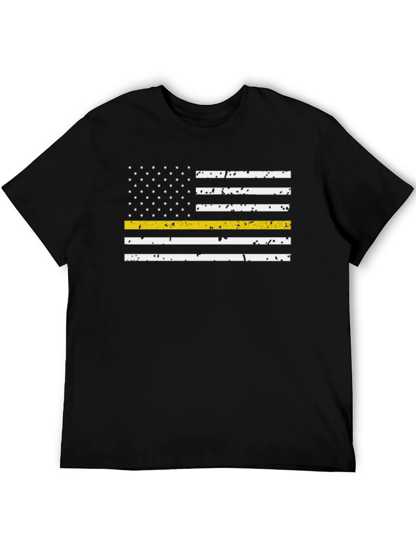 Black Thin Yellow Line Flag T-Shirt view 5