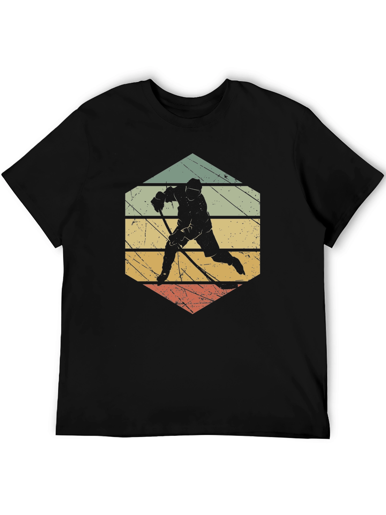 Black Retro Hockey Player Graphic T-Shirt view 5