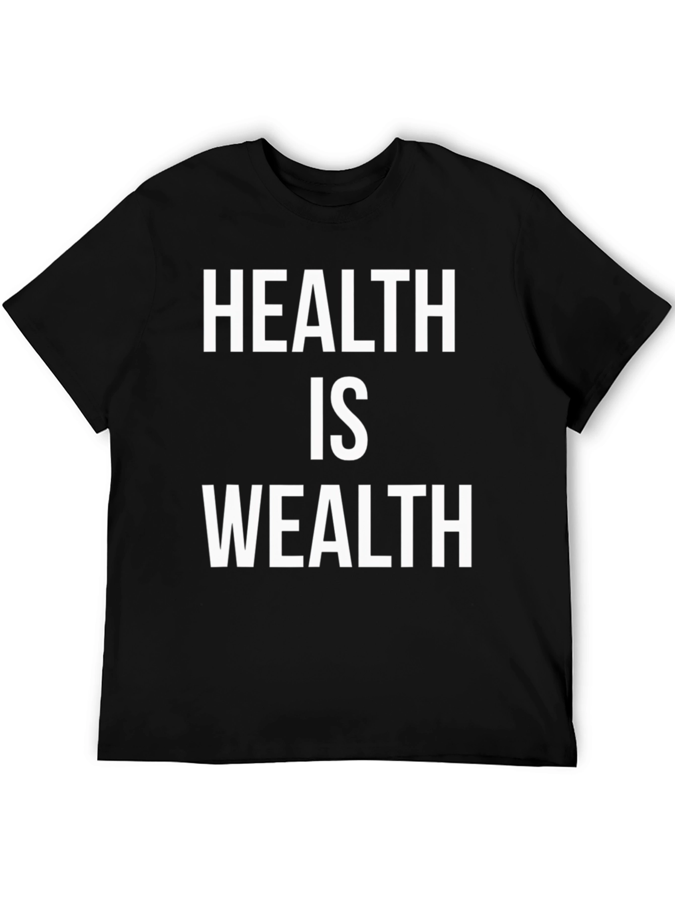 Black Health is Wealth Graphic T-Shirt - Black Crew Neck view 5