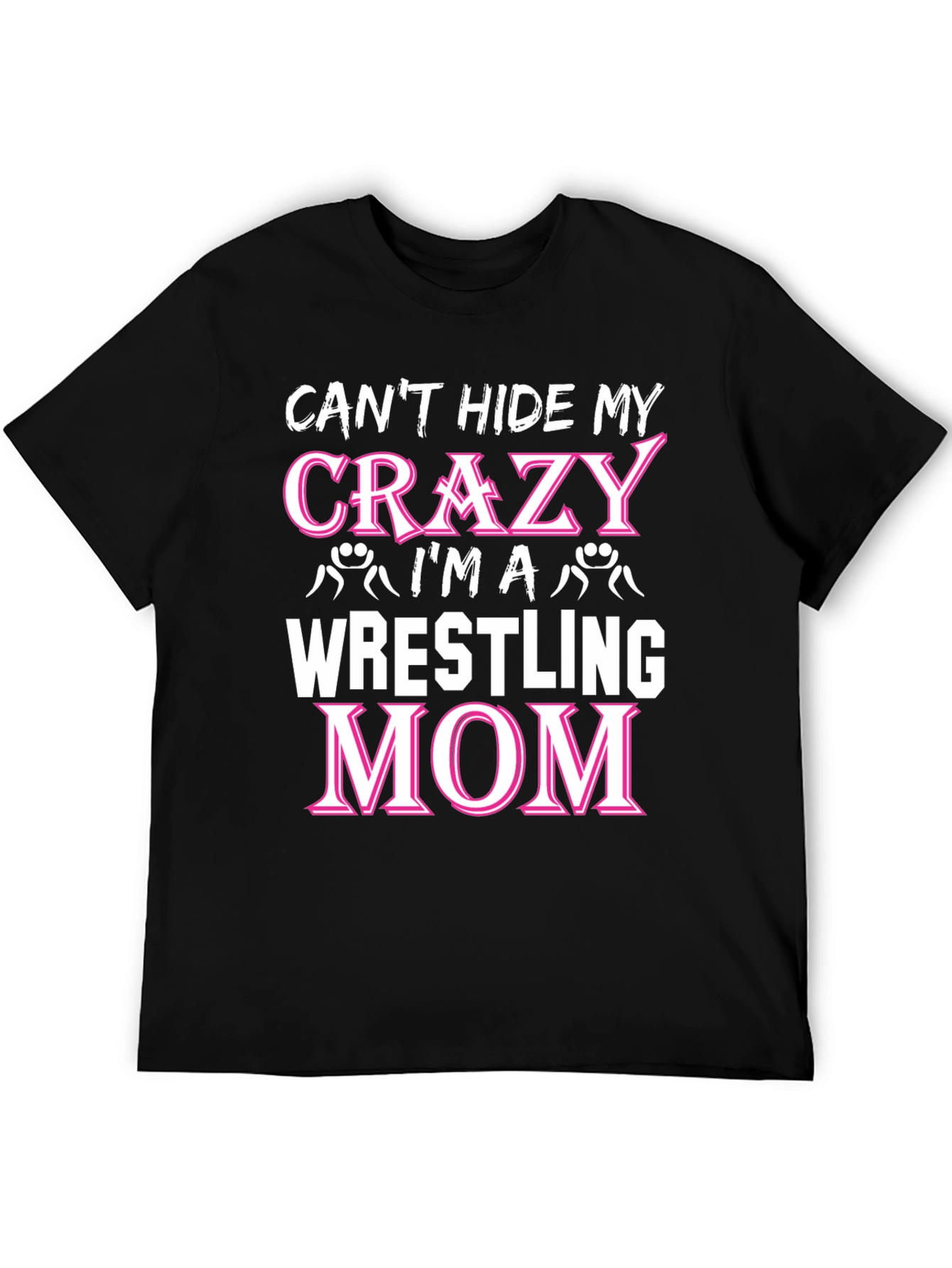 Black Crazy Wrestling Mom T-Shirt view 5