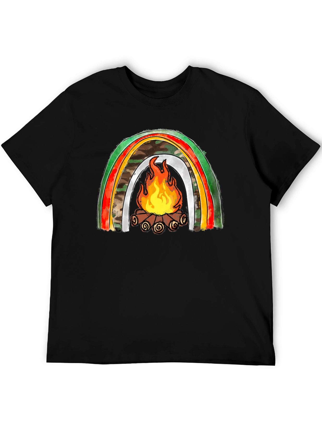 Black Campfire Rainbow Graphic Tee view 5