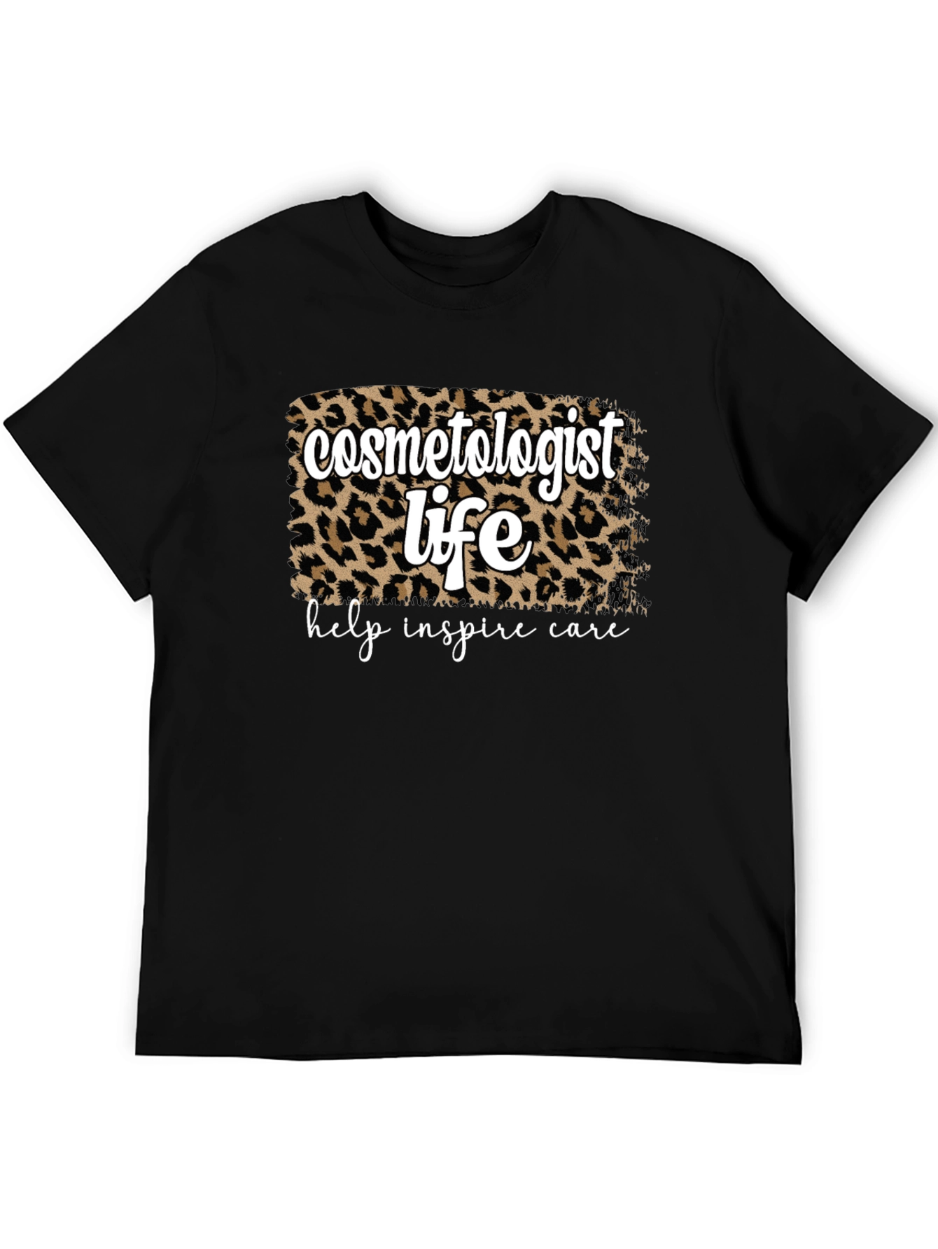 Black Cosmetologist Life Leopard Print T-Shirt view 5