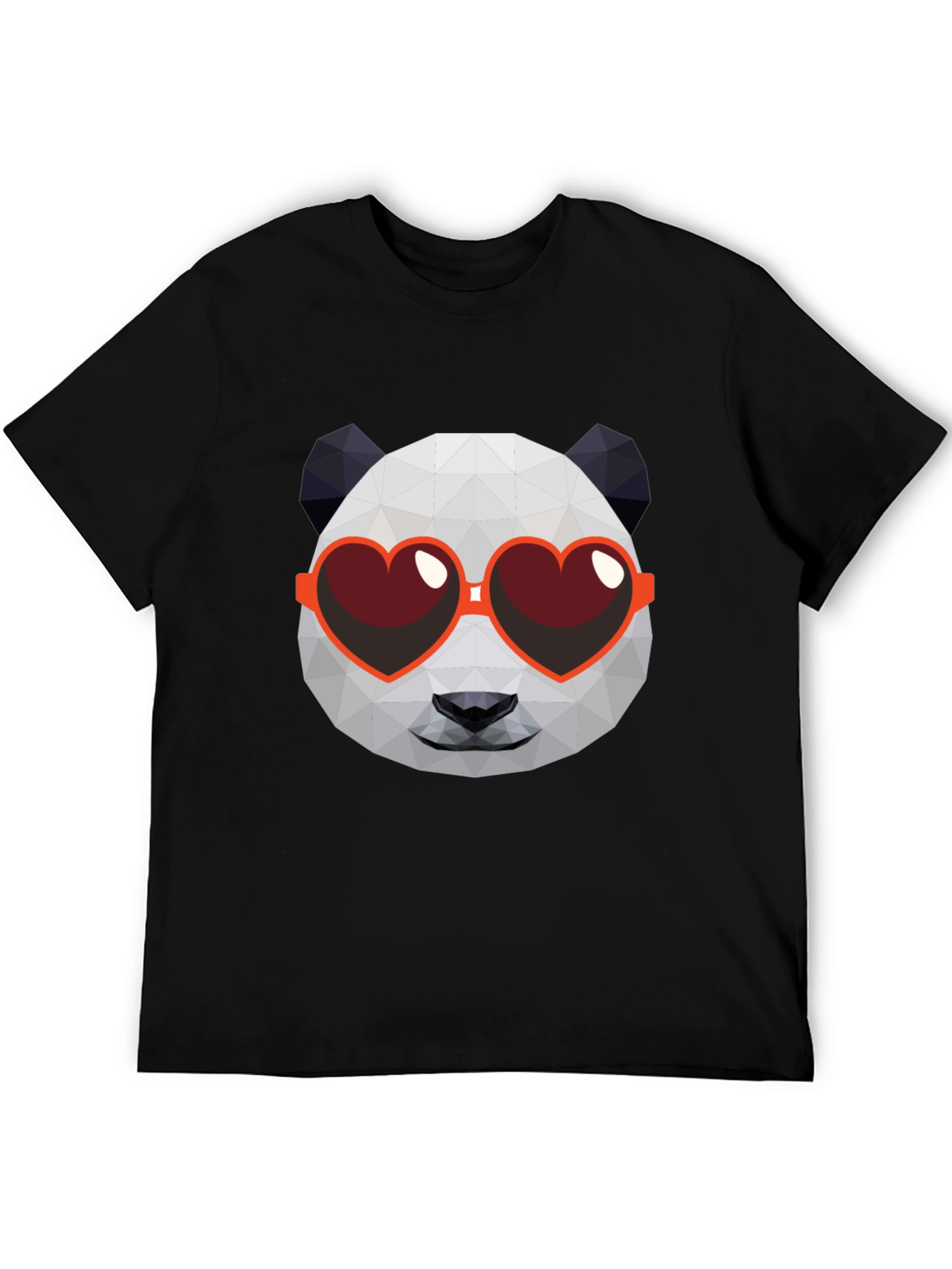 Black Geometric Panda Heart Sunglasses Graphic Tee view 5