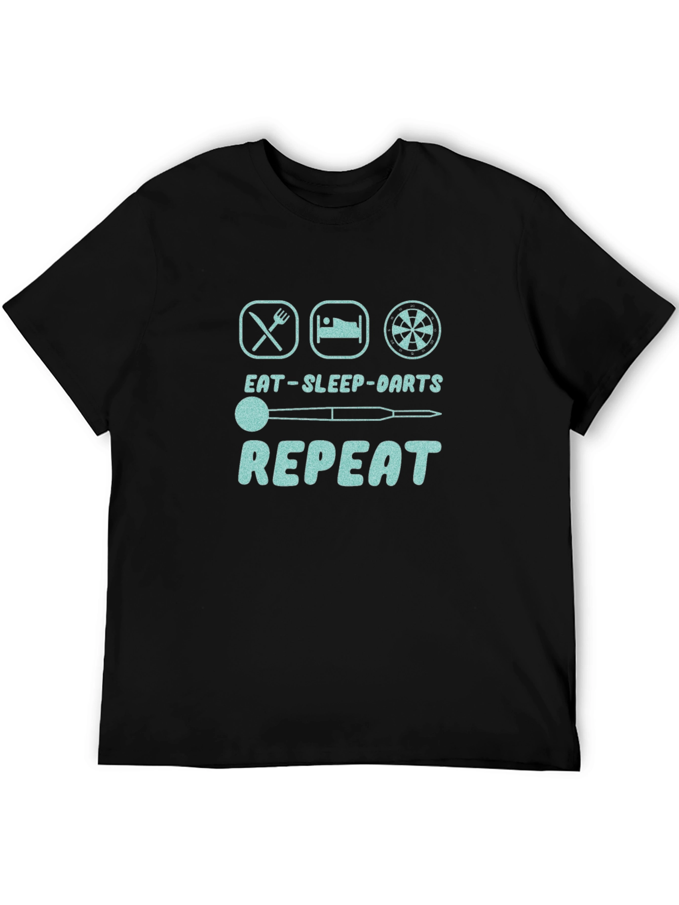 Black Eat Sleep Darts Repeat T-Shirt - Unique Graphic Tee view 5