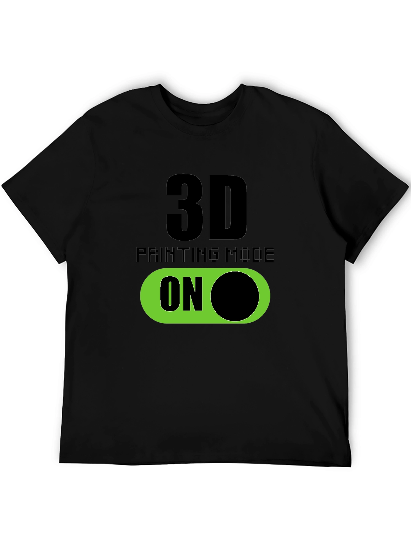 Black 3D Printing Mode On T-Shirt - Black view 5