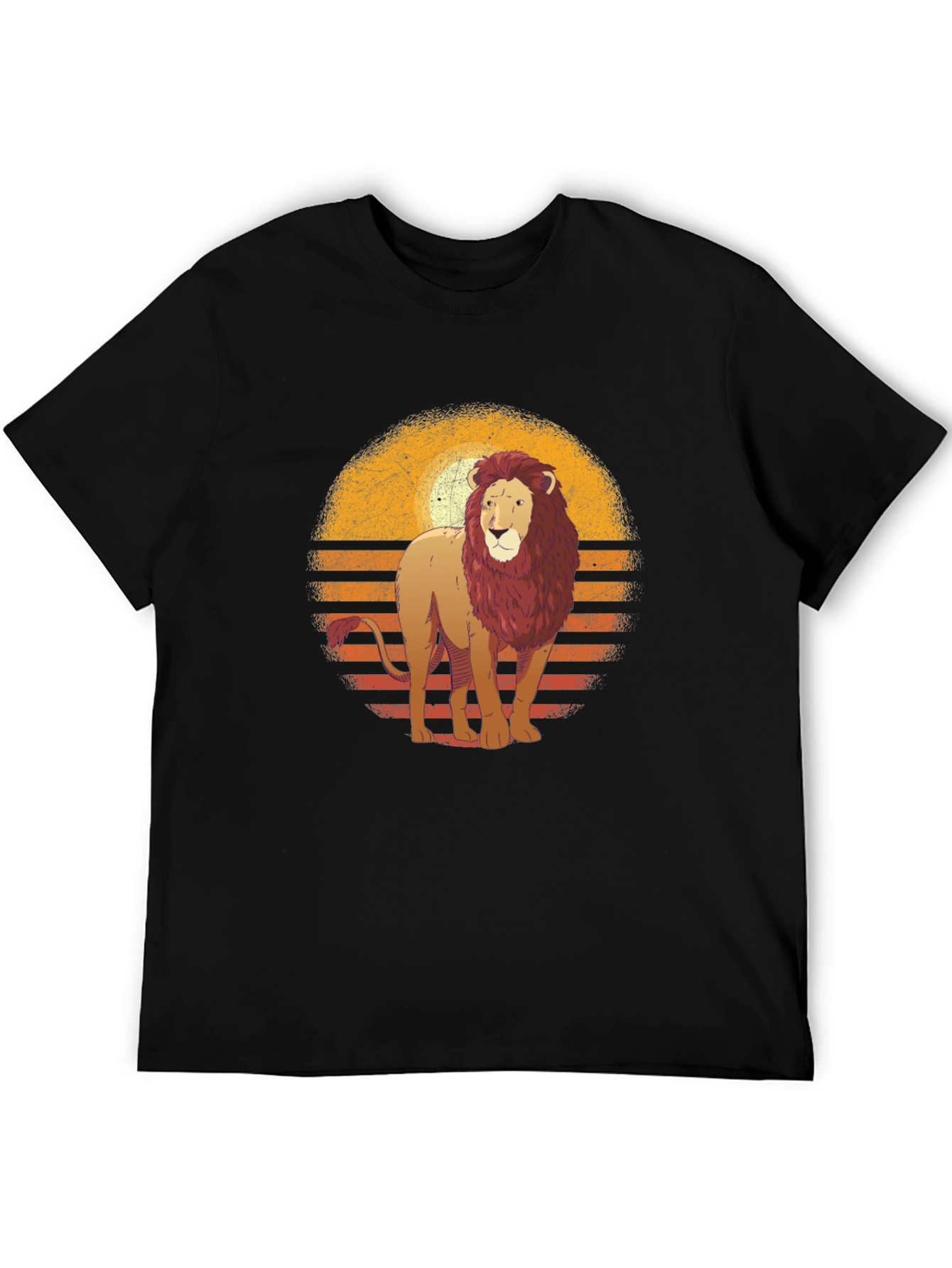 Black Retro Lion Graphic T-Shirt view 5
