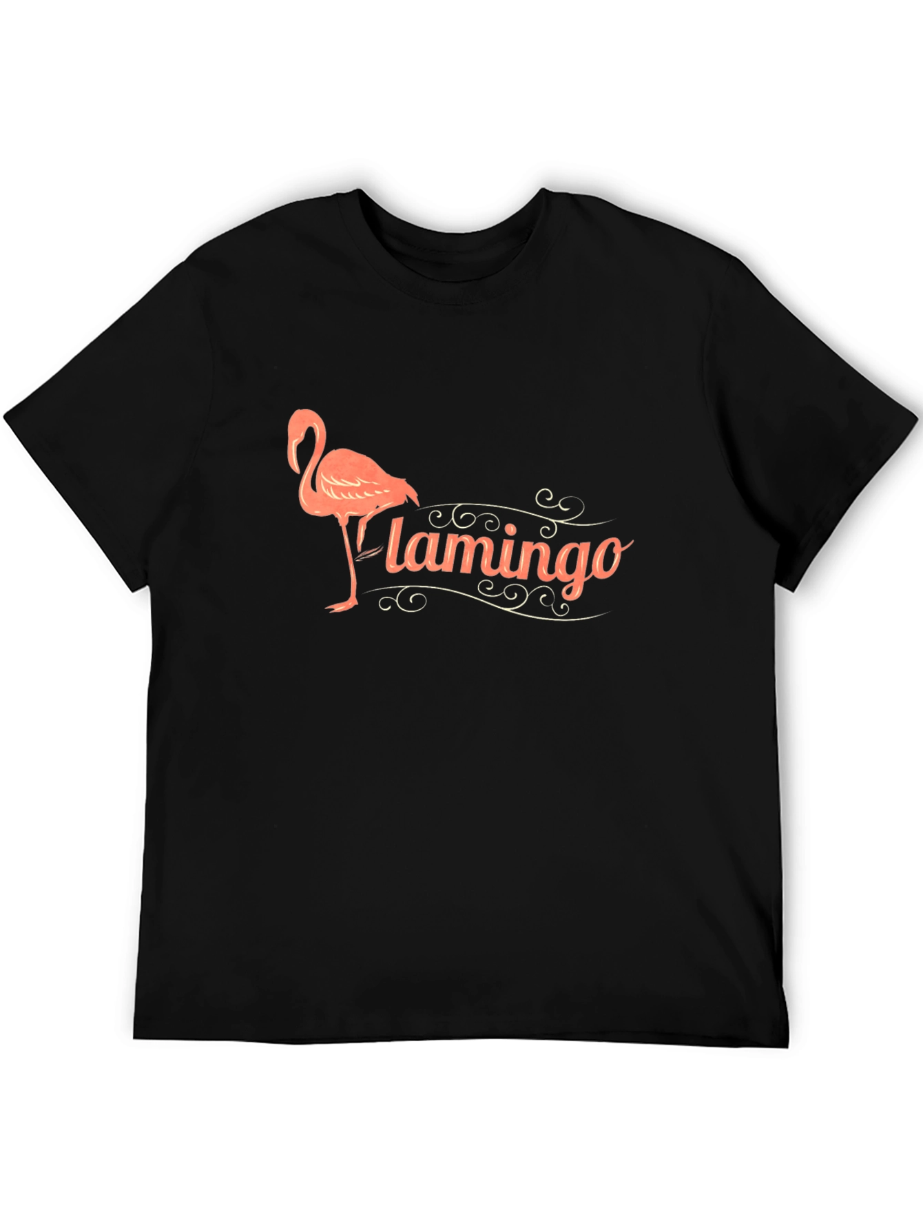 Black Flamingo Graphic Print Black T-Shirt view 5