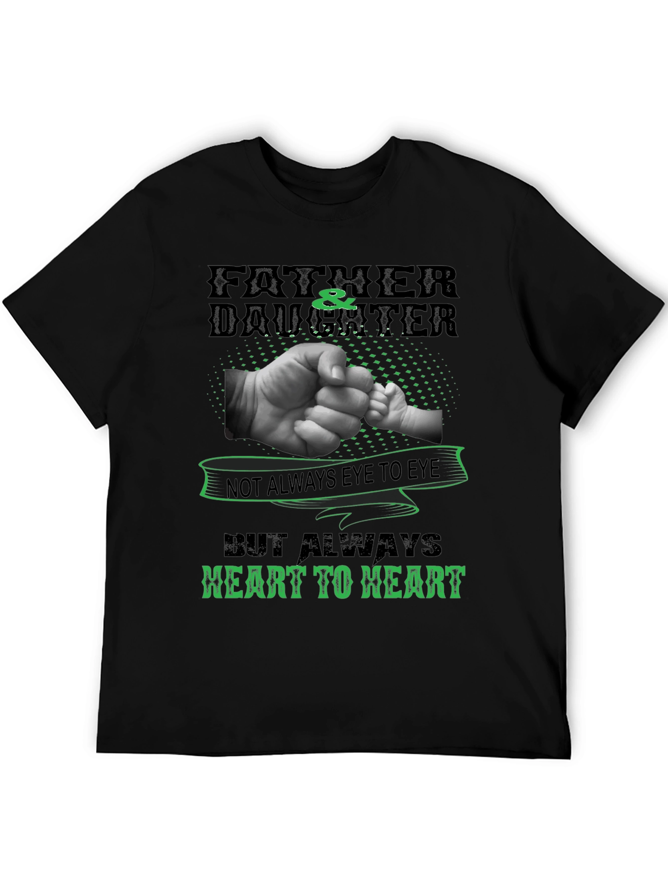 Black Father & Daughter Heart to Heart Black T-Shirt view 5