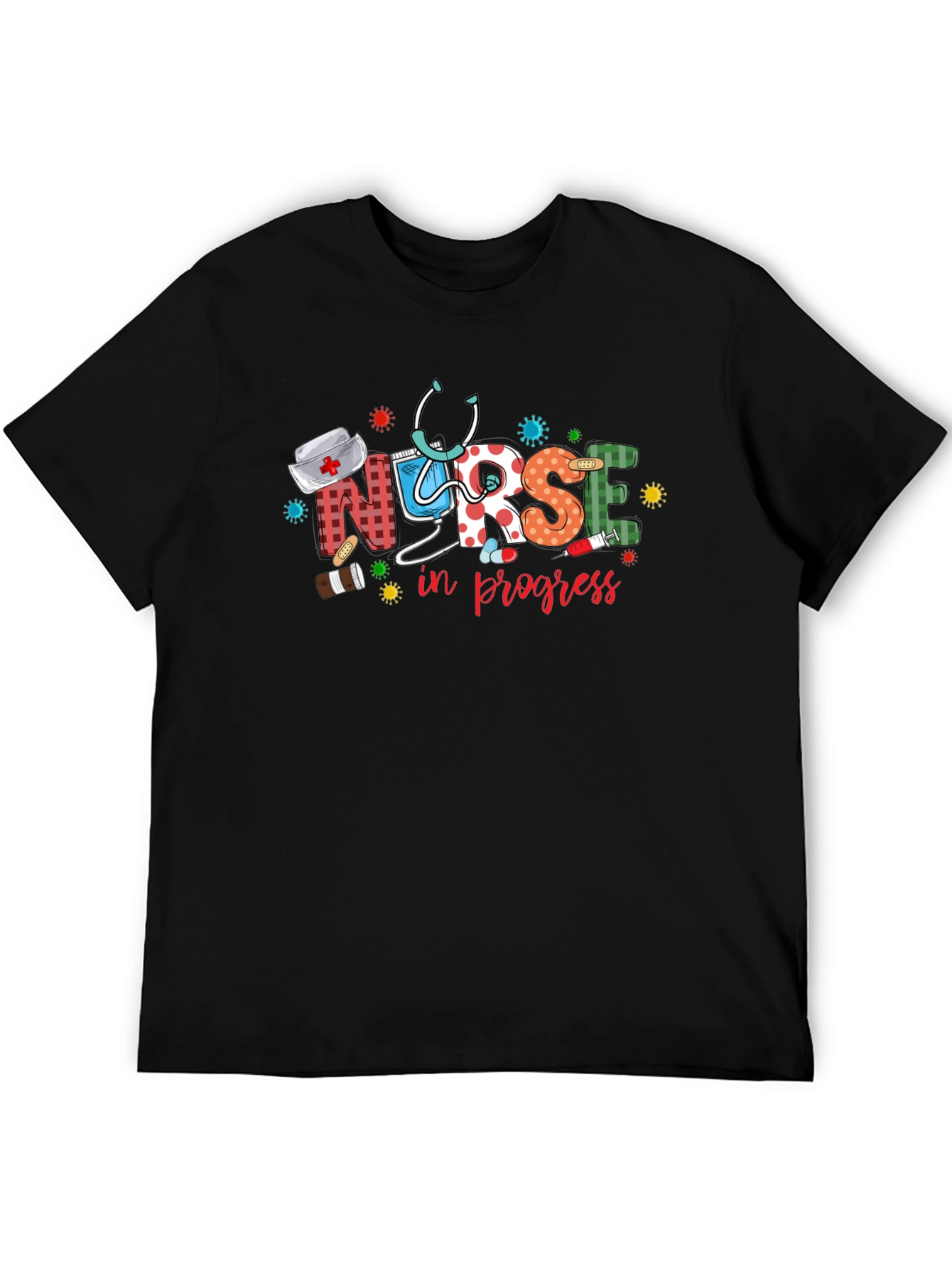 Black Nurse in Progress Graphic T-Shirt view 5