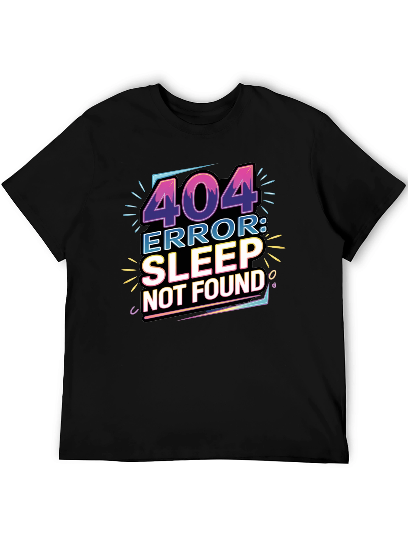 Black 404 Error: Sleep Not Found Graphic Tee view 5