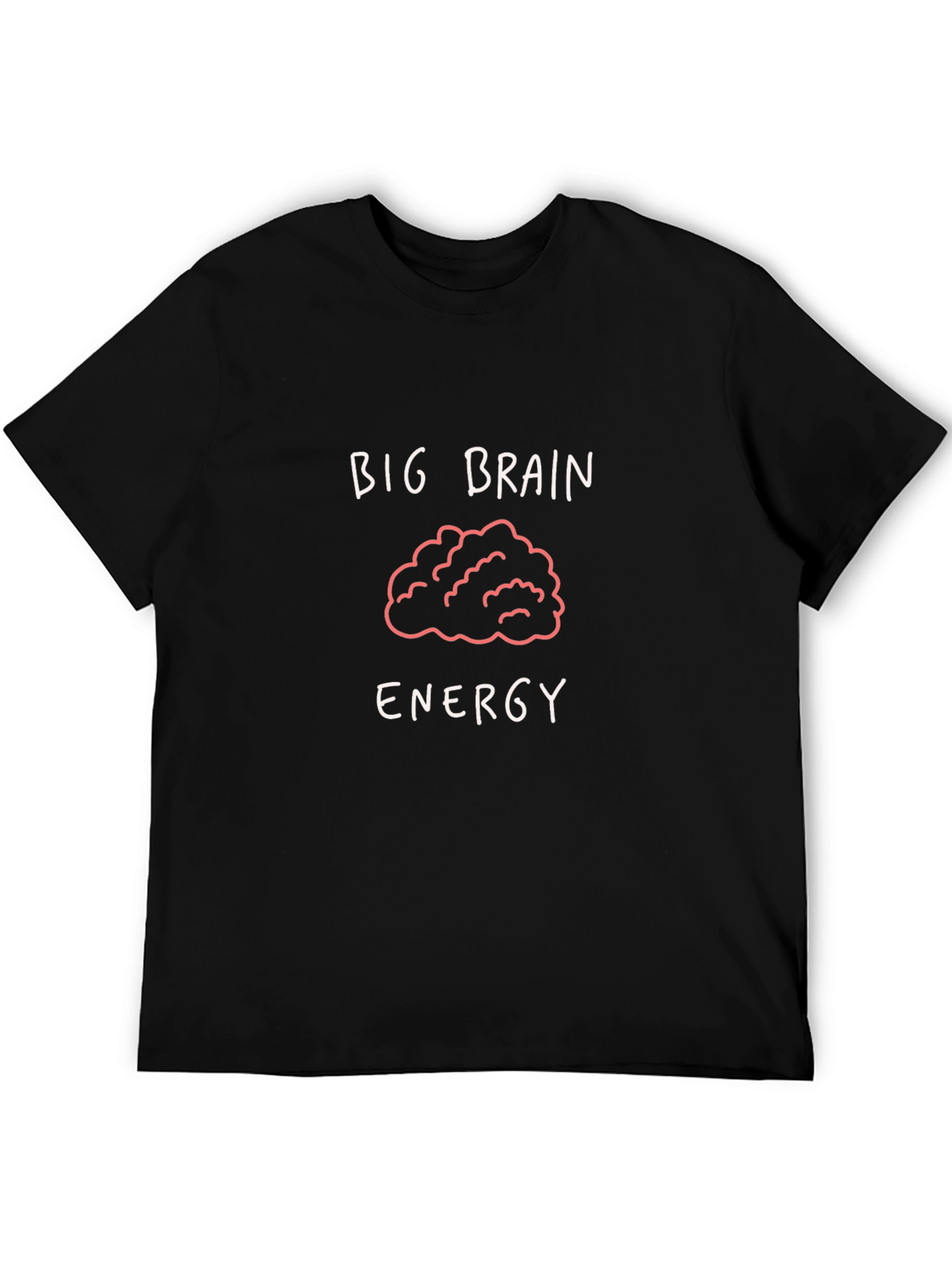 Black Big Brain Energy Graphic Tee - Black Cotton T-Shirt view 5