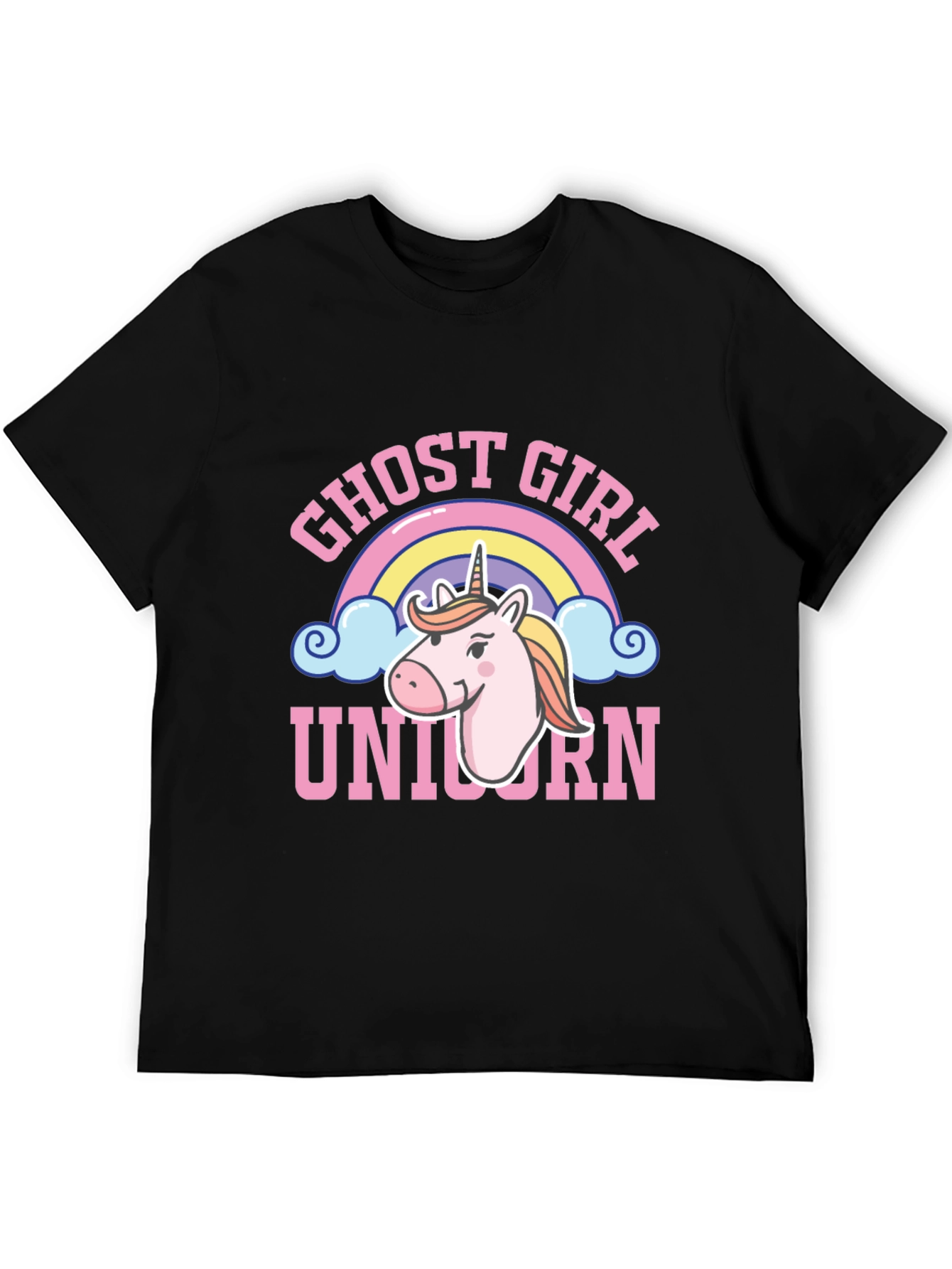 Black Ghost Girl Unicorn T-Shirt - Cute Rainbow Design view 5