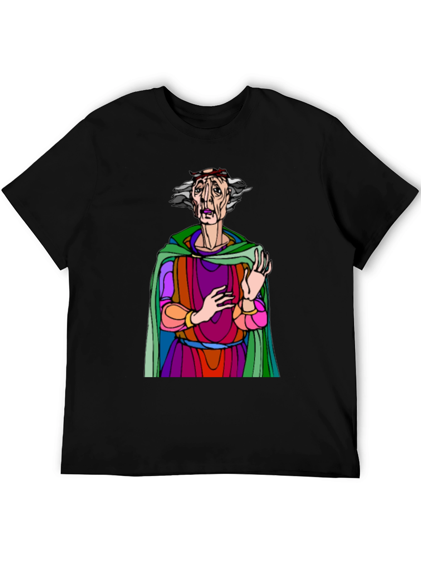 Black Unique Graphic T-Shirt with Artistic Character Design view 5